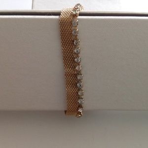 Gold mesh rhinestone bracelet